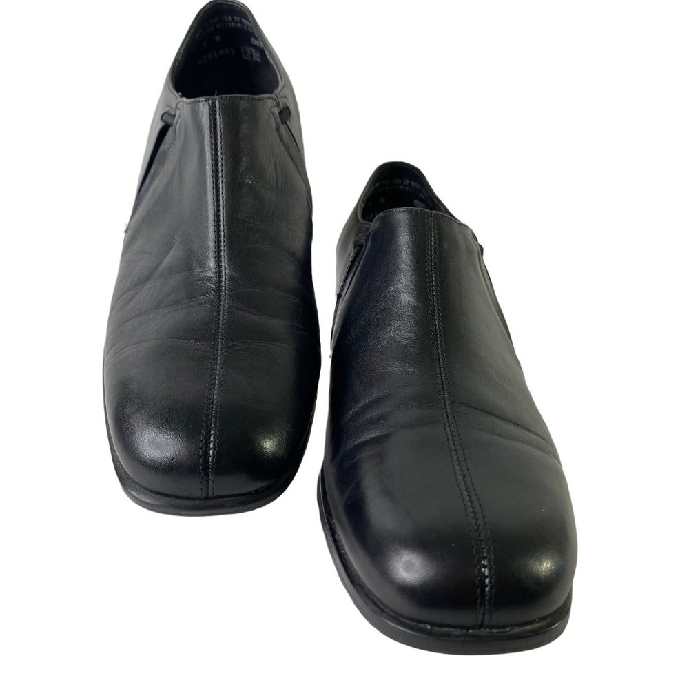 MUNRO BLACK  LOAFER BLOCK HEEL SPLIT TOE  SLIP ON SIZE 9